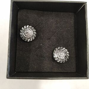 MEN'S CARRELLI SILVER CIRCULAR ABSTRACT DESIGN CUFFLINKS.